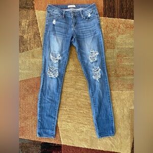 Cello Distressed Skinny-Straight Leg Jeans